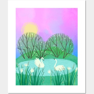 Beautiful Watercolor Nature Scene Posters and Art